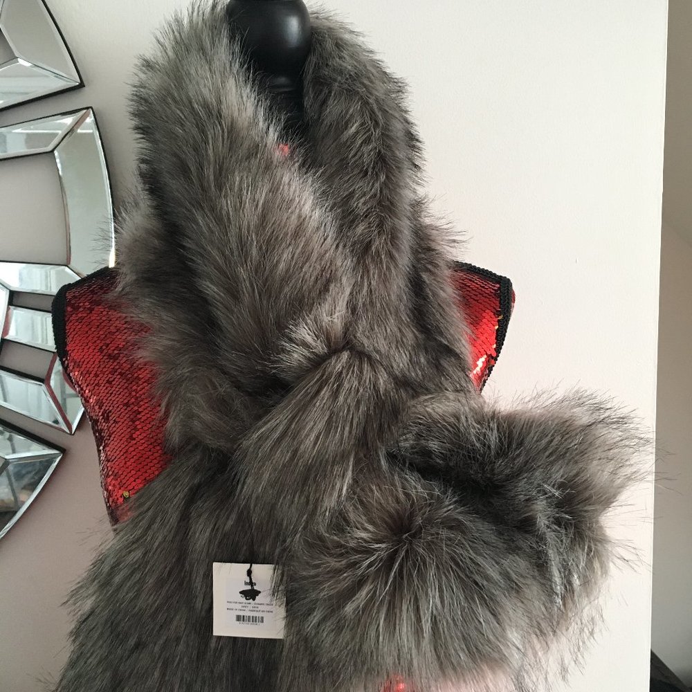 Faux Fur Knit Scarf
